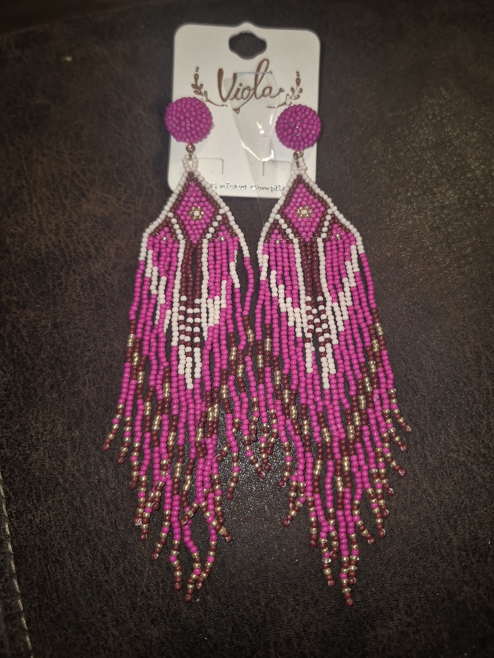 Viola Hot Pink Beaded Fringe Statement Earrings